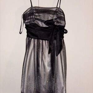Black and Gray Babydoll Cocktail Dress with Spaghetti Straps
